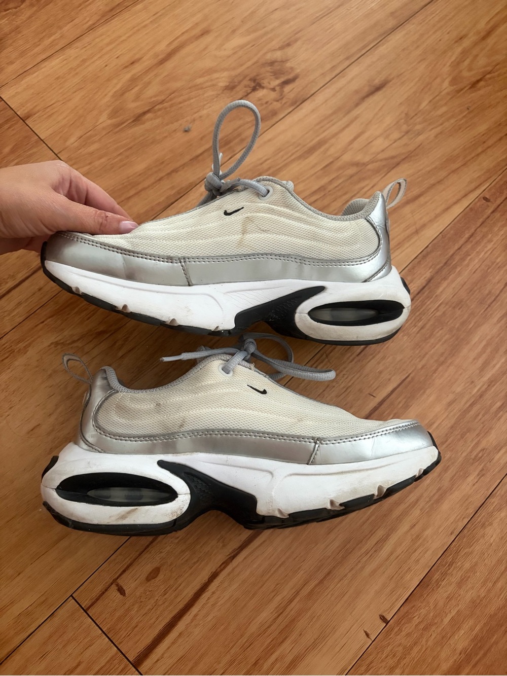 Nike White & Silver Women's Sneakers - Picture 2 of 10